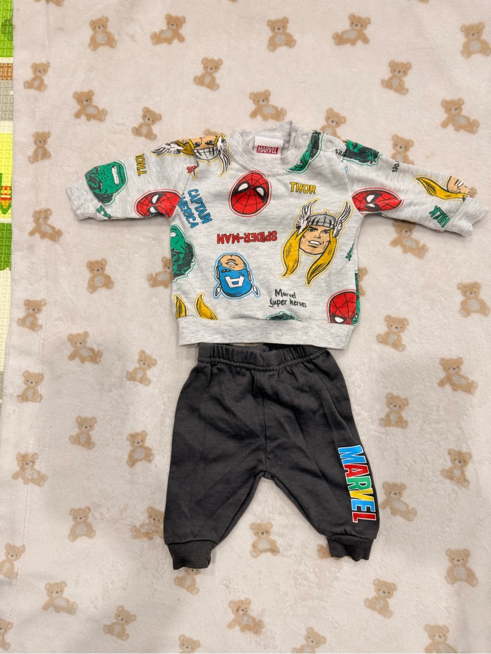 Marvel Kids Crewneck and Joggers Set - Grey, Black, Red, Green, Yellow, Blue